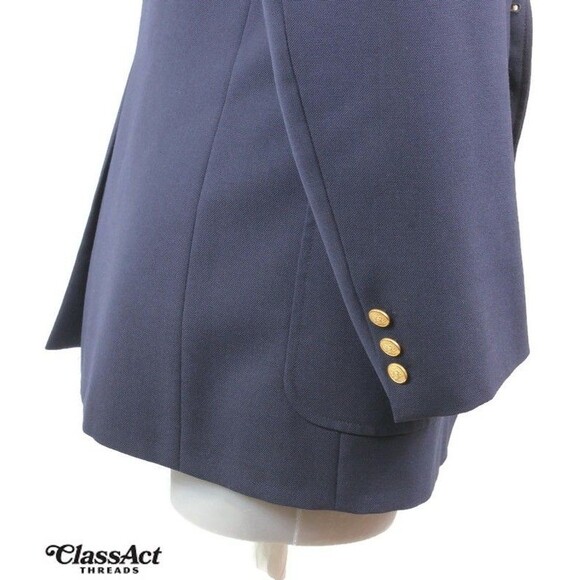 Stafford Men's Navy Blue Two Gold Button Sport Coat Blazer Jacket 42L - Picture 4 of 8